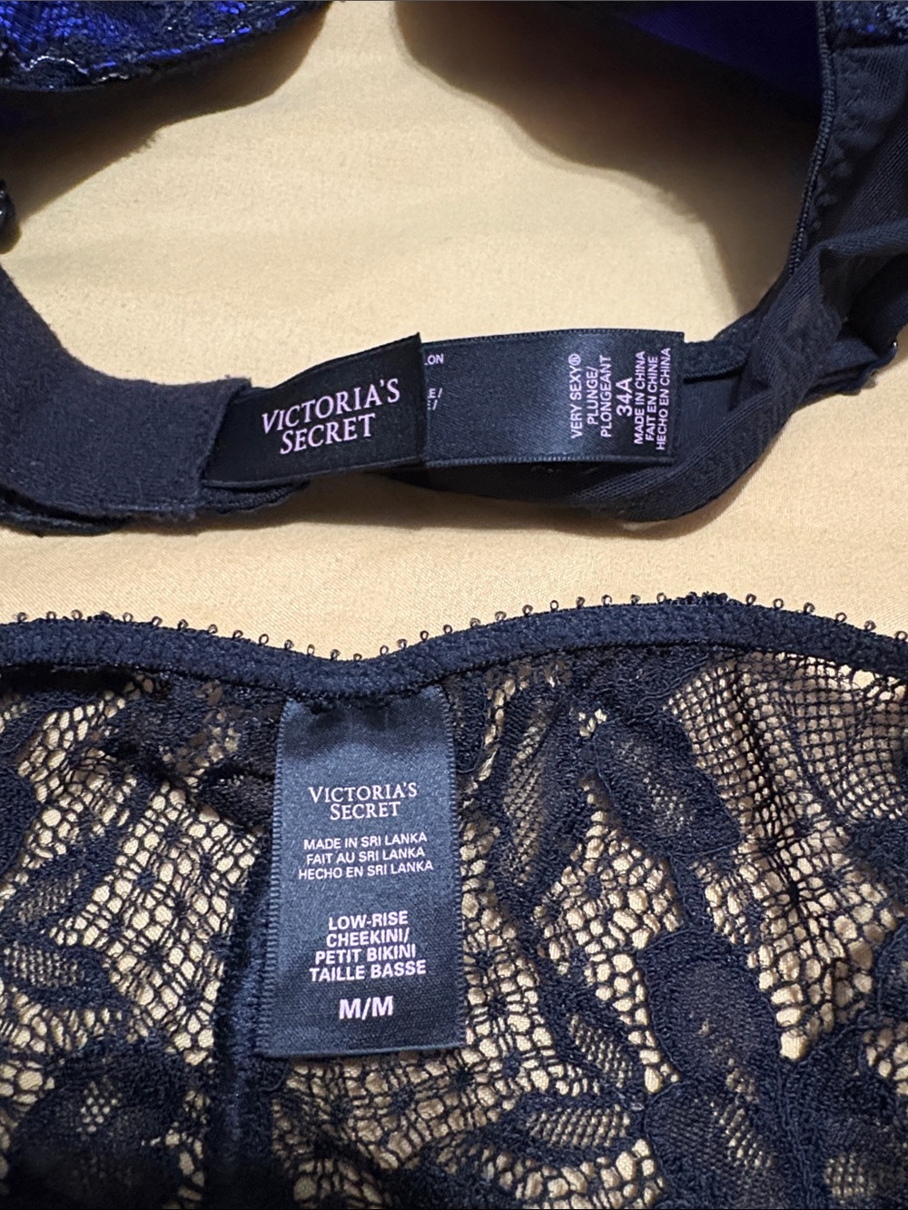 Victoria's Secret Royal Blue Satin & Lace Push-Up Bra Set - Picture 2 of 7